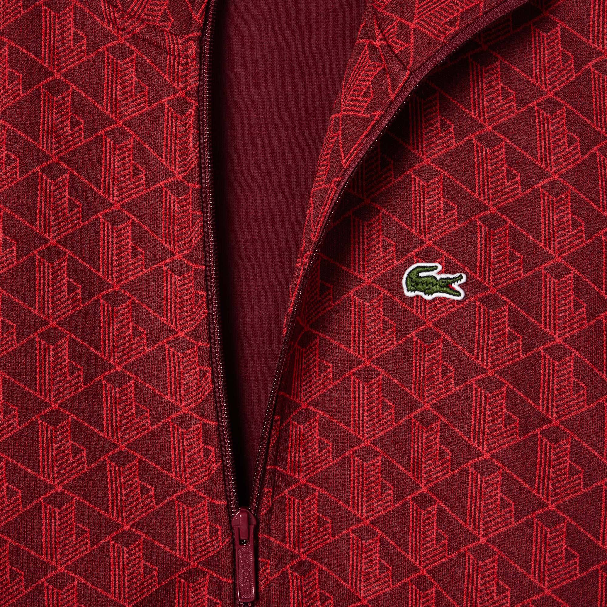 Sweatshirt zippé Paris jacquard monogramme Sweatshirts - Rouge - Lacoste - Homme