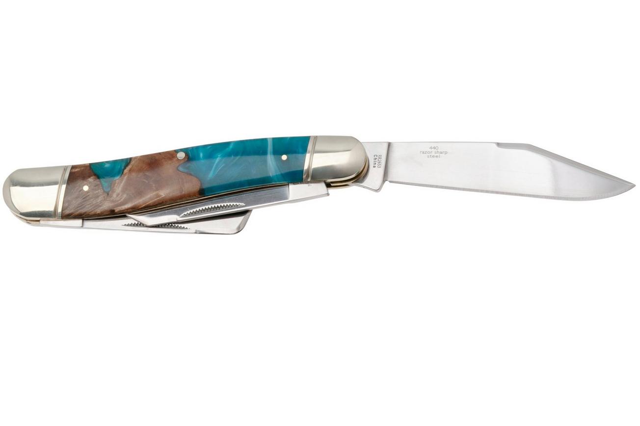 Rough Ryder Texas Stockman RR2653, Satin 440, Pandora Swirl Wood Resin, zakmes