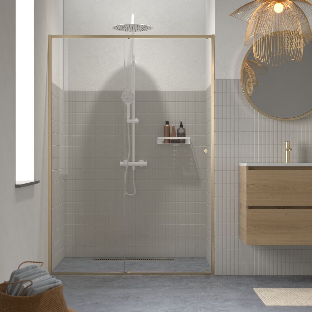 Sealskin Contour schuifdeur 120x200cm anti-kalk goud geborsteld
