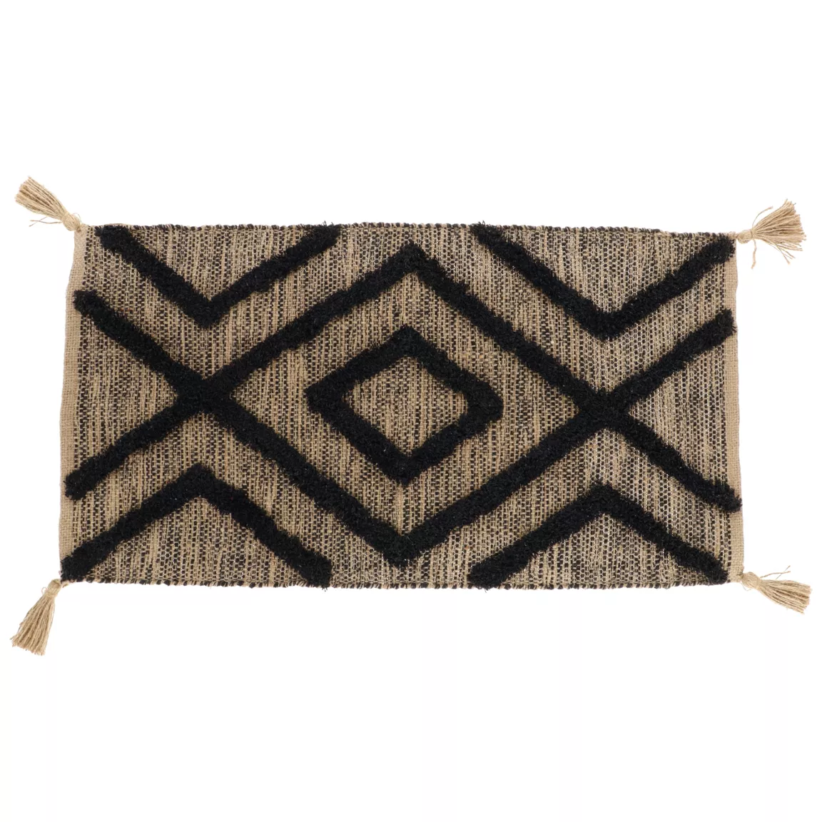 Tapis coton et jute (45 x 90 cm) Lagos Noir