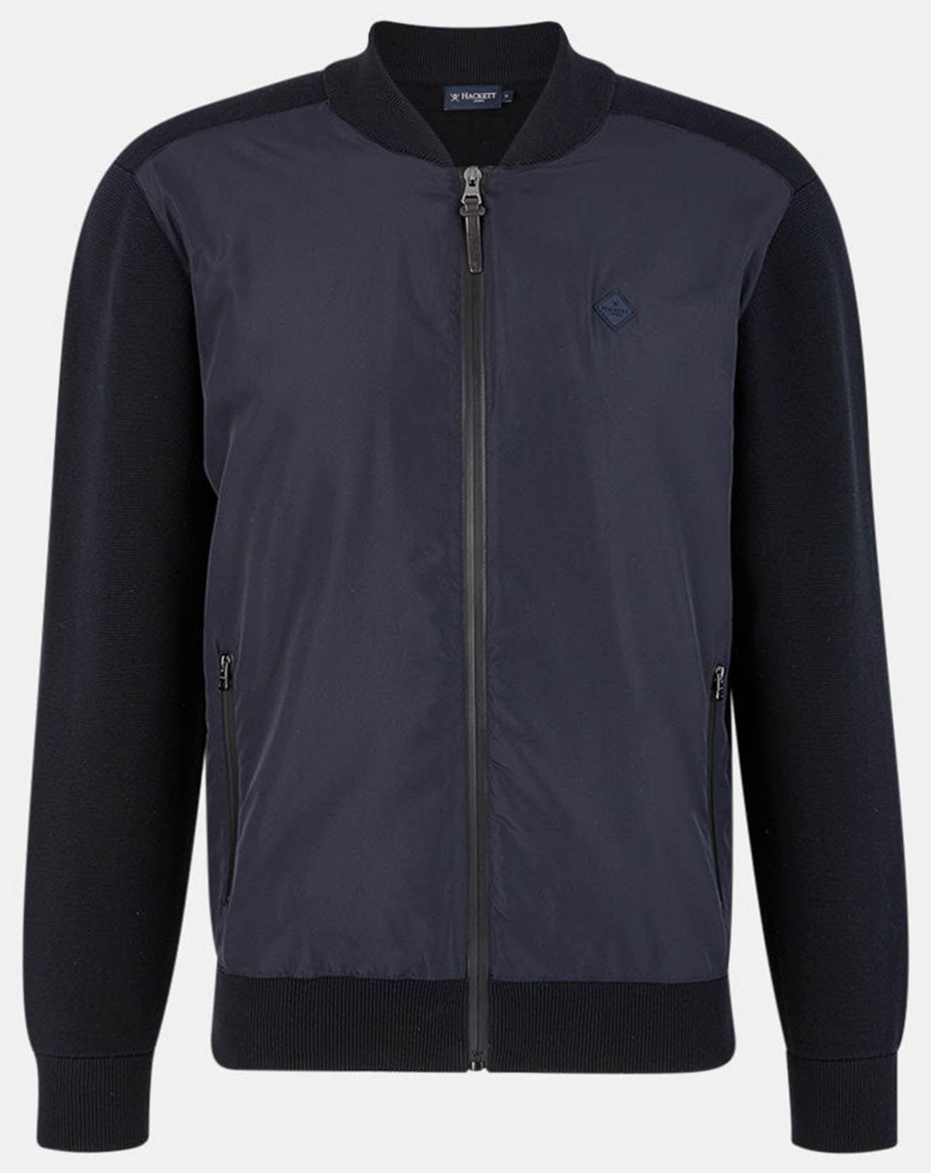 Hackett London Bombers en nylon & maille bleu nuit