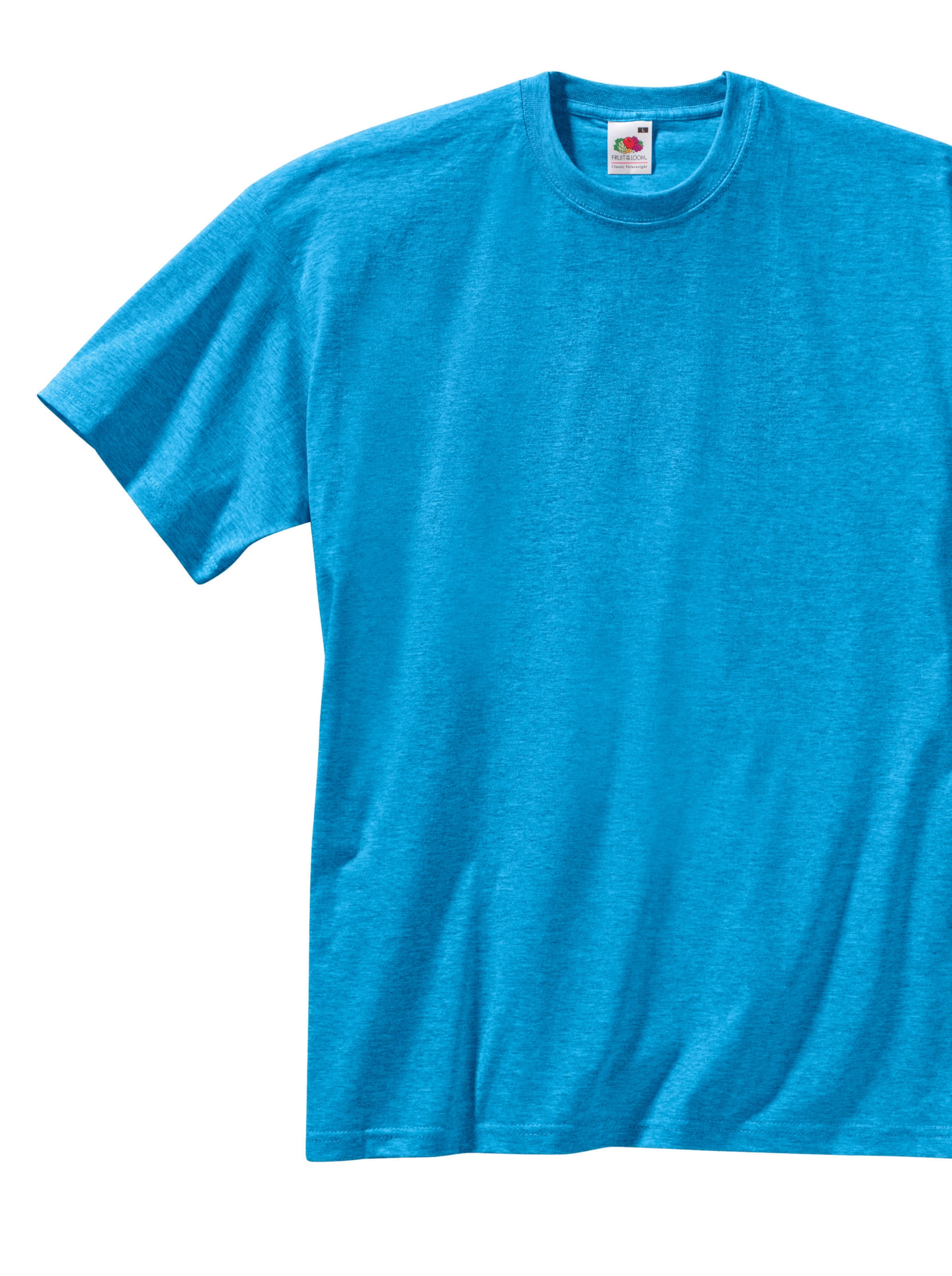 Fruit of the Loom Freizeitshirt in türkis + weiß