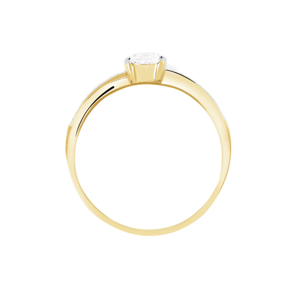 Bague Solitaire Raska Or Jaune Oxyde De Zirconium