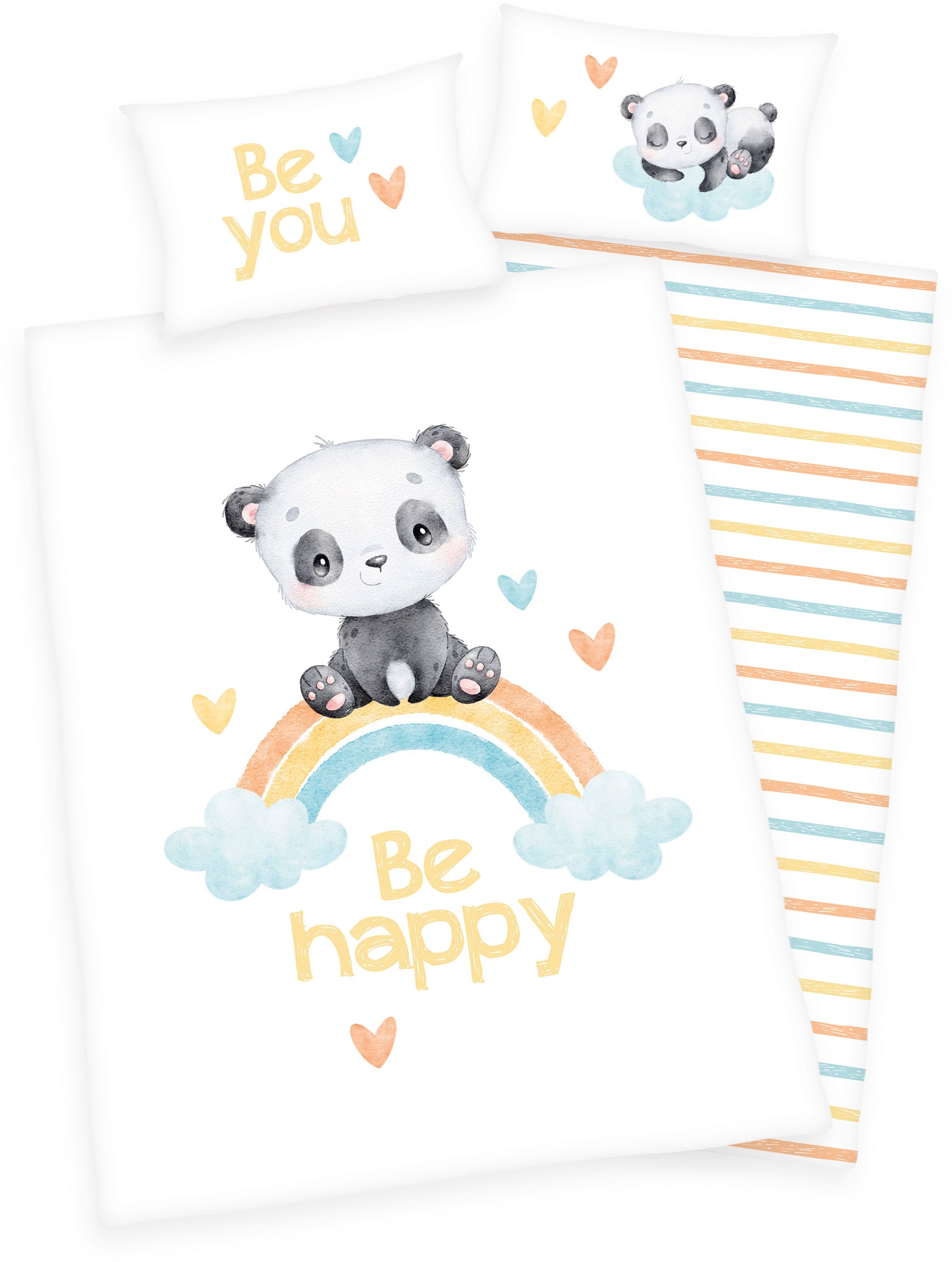 Baby Best Babybettwäsche »Regenbogen Panda« 2 Stk. tlg. mit liebevollem Motiv