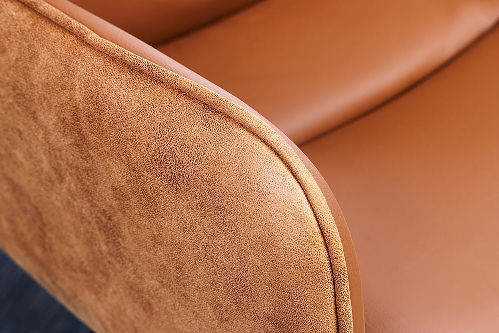 Riess Ambiente Drehbarer Design Stuhl Big George Cognac Leder Microfaser Armlehnen Retro Esszimmerstuhl Küchenstuhl Armlehnenstuhl