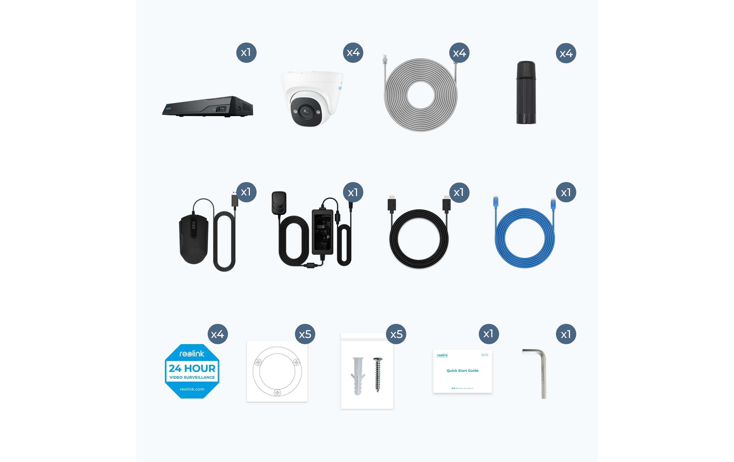 Überwachungsset NVS8-5MD4 Dome, inkl. 2TB Harddrive<br>8-Kanal PoE-Überwachungskamerasystem inkl. 4x 5MP Bullet Kameras (B500) & 2TB Harddrive