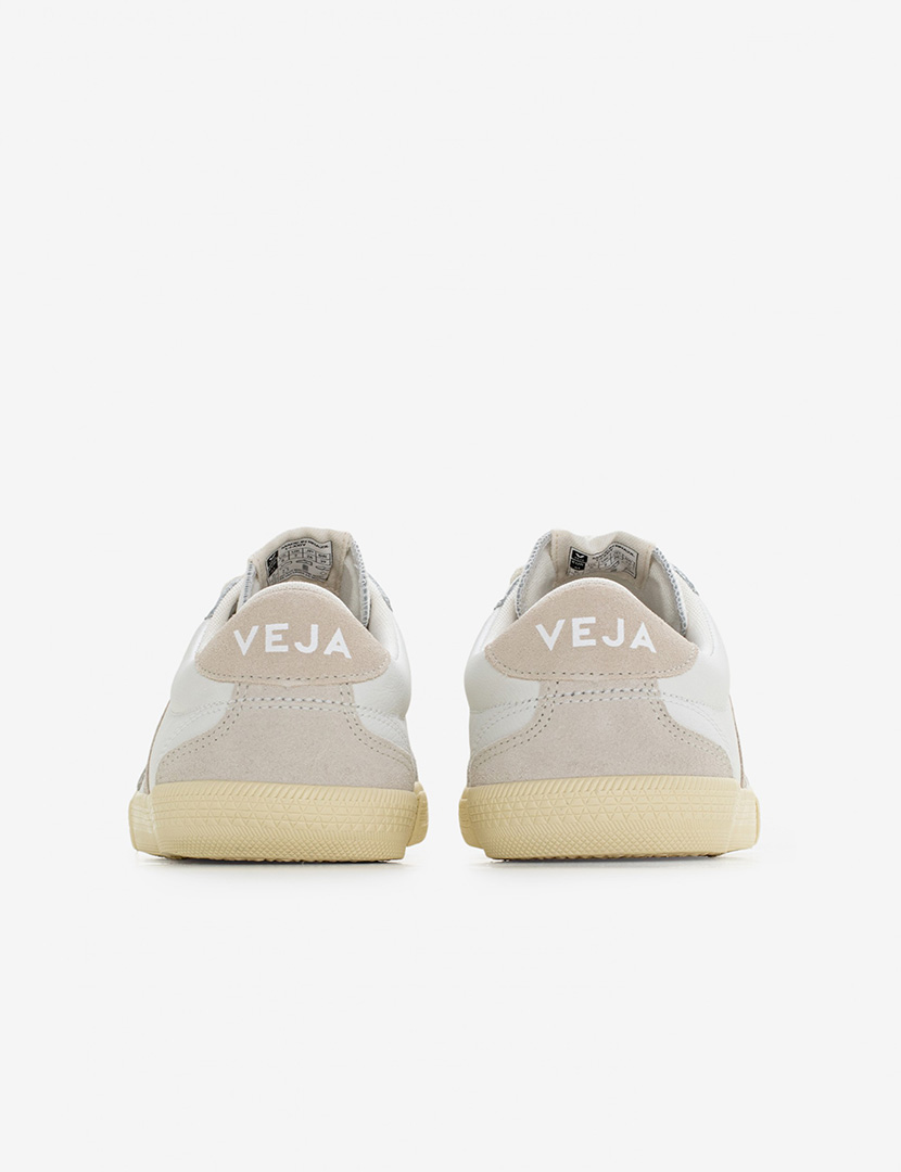 White-Grey Leather Volley Sneakers