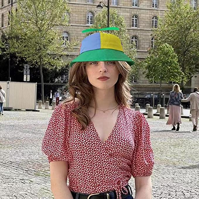 (Ø20cm) Propeller Fischerhut Mütze für Kostüm / Party Helikopter Bucket Hat für Erwachsene   Kinder - Bunt