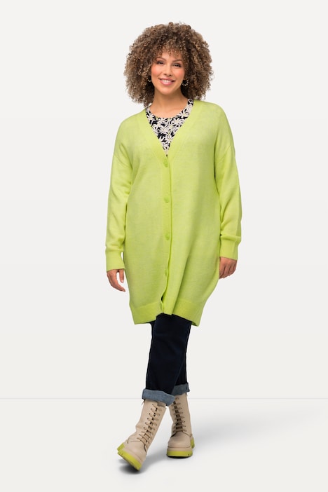 Strickjacke, Boxy, Knöpfe, V-Ausschnitt, Feinstrick