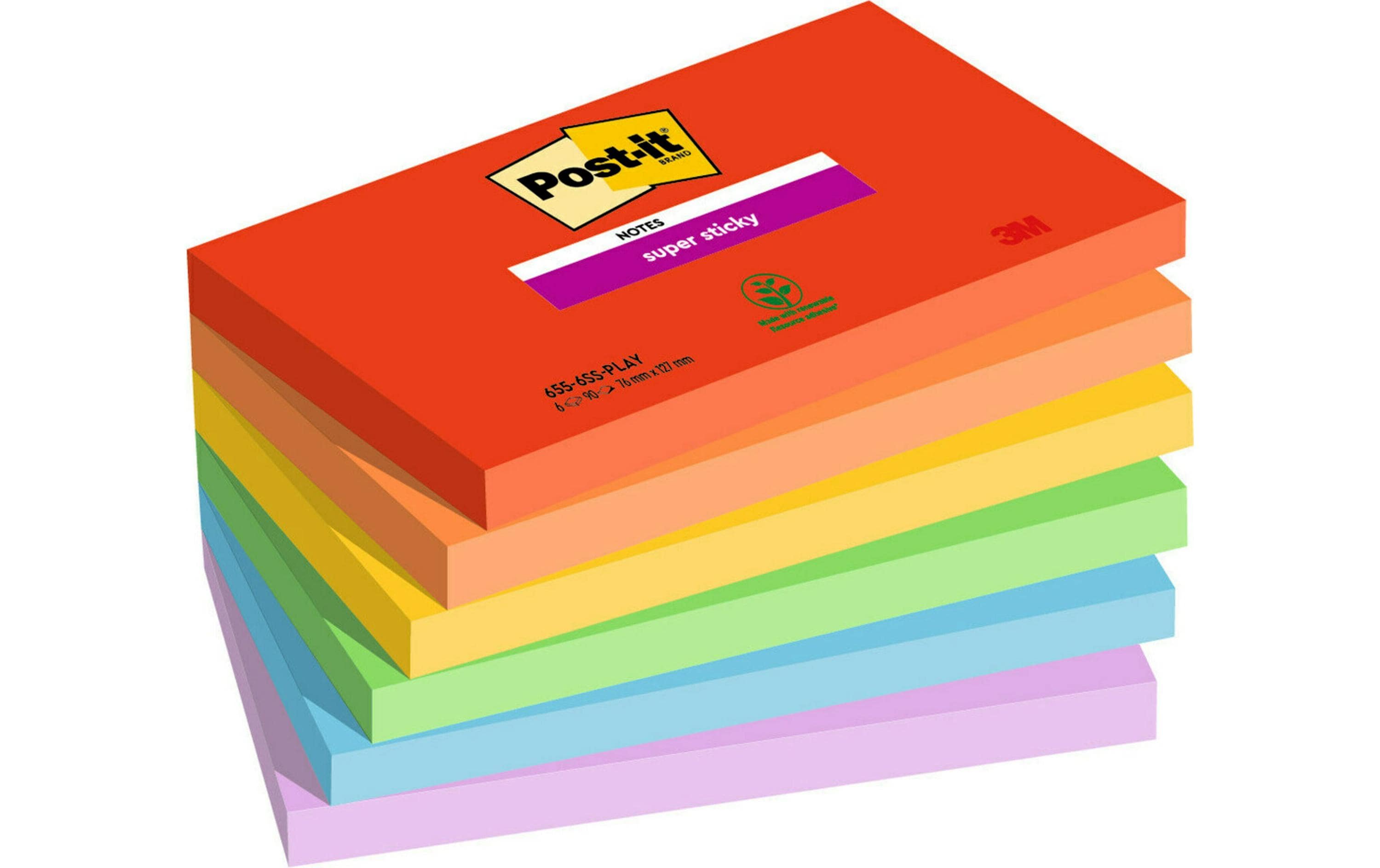 Notizzettel Super Sticky Playful Collection 7.6 x 12.7 cm6 Haftnotizen Blöcke