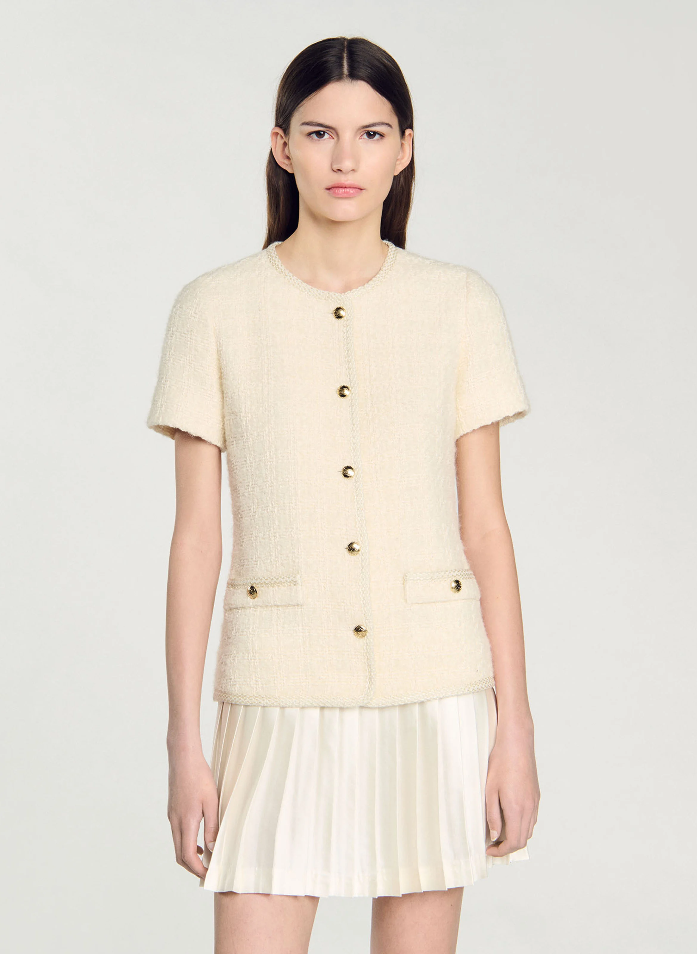 Robe courte en coton mélangé | Blanc