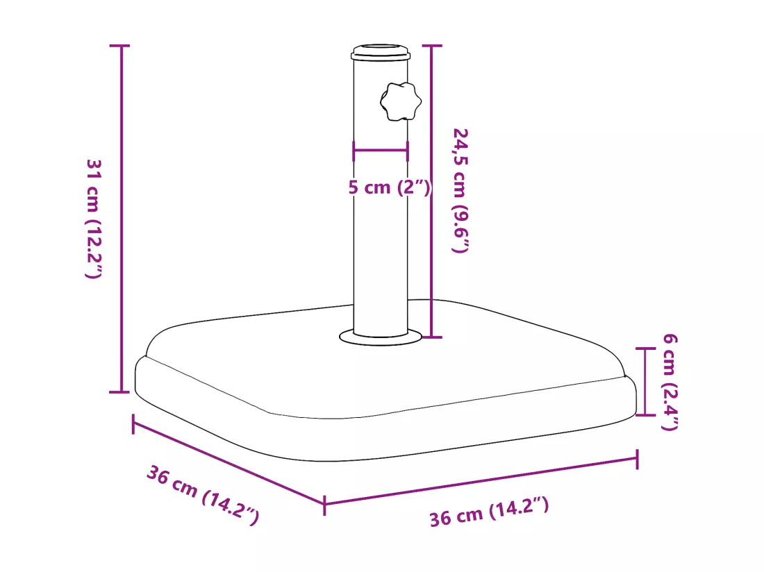 Prolenta Premium - Base de parasol pour mâts Ø32/35/38 mm 11 kg carré