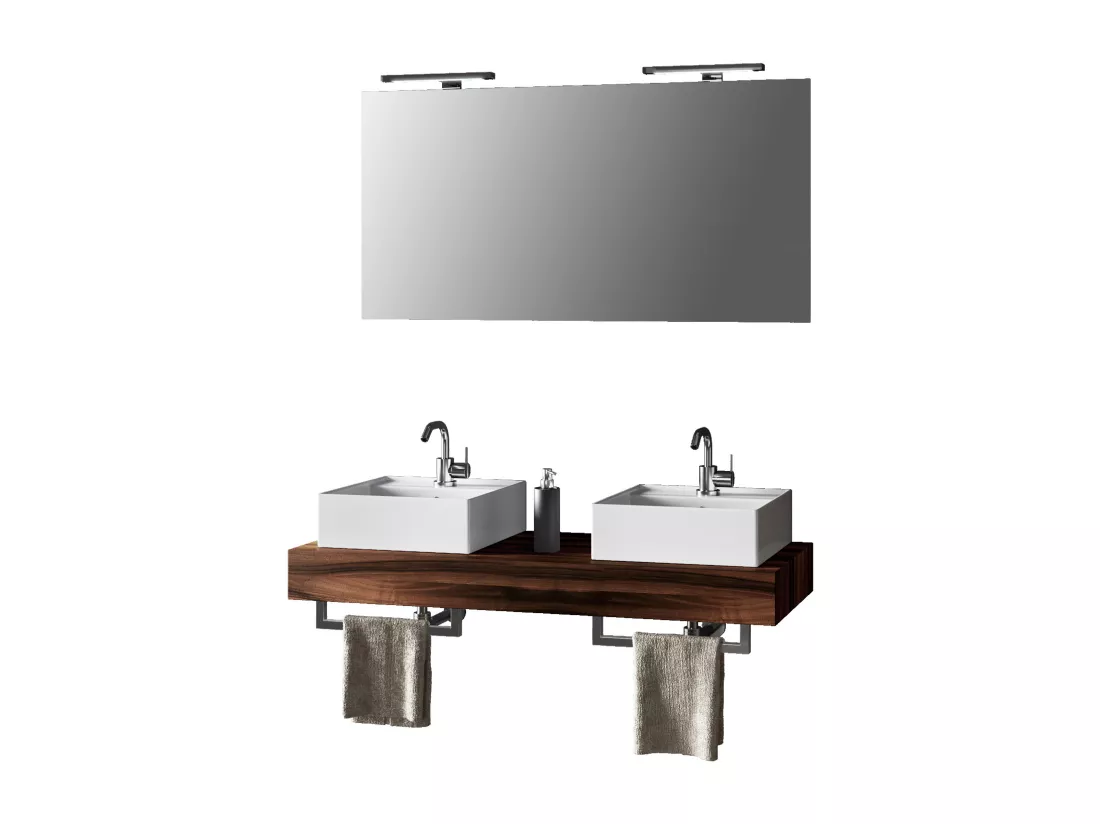Ensemble de salle de bain double vasque 8 pièces ASTRA noyer