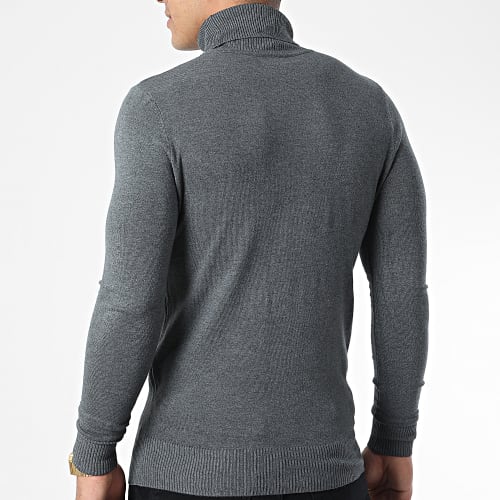 Pull Col Roulé J663 Gris Chiné