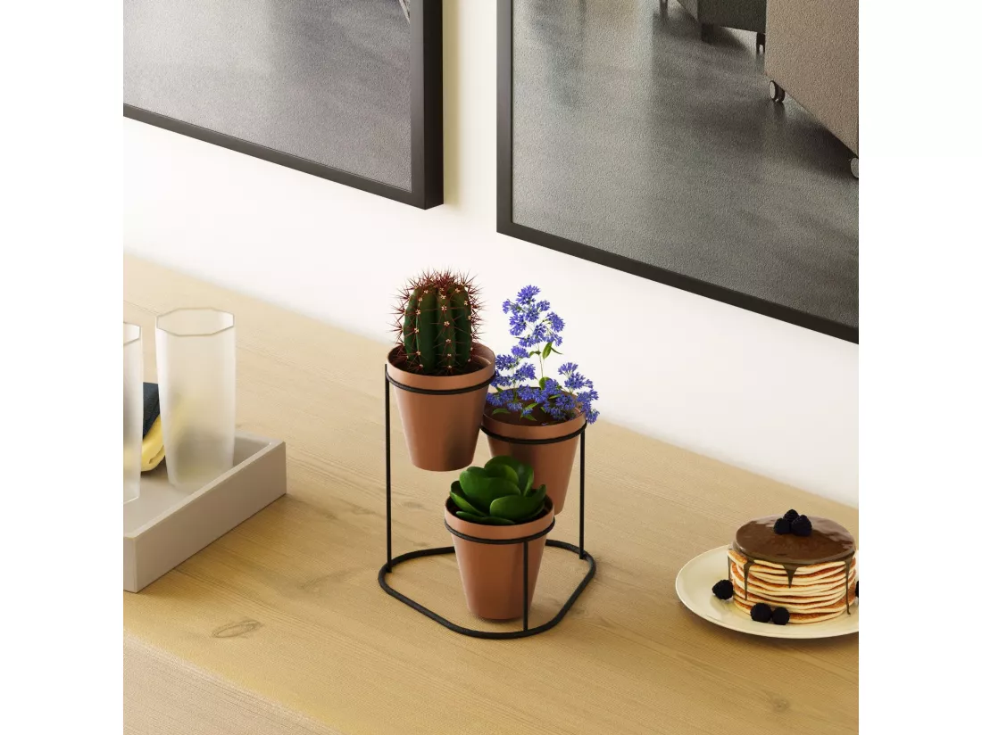 Porte pot Avilan L19xH20cm Métal Noir et Cuivre