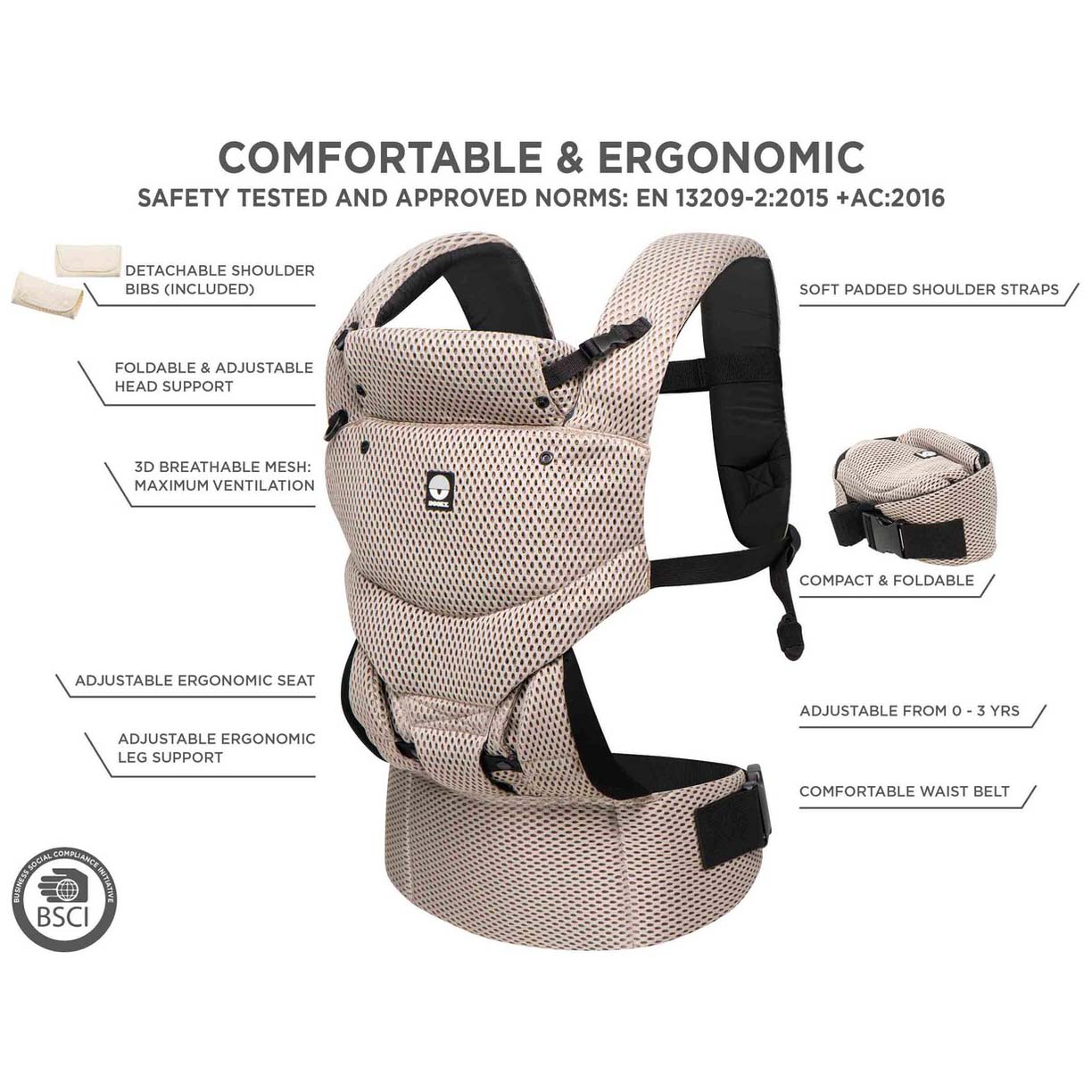 Dooky Urban Comfort draagzak Beige Desert - Draagzak - Prénatal