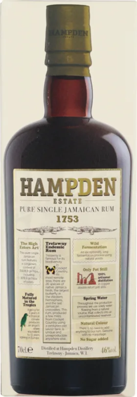 HAMPDEN ESTATE PURE 1753 JAMAICAN RUM 70CL
