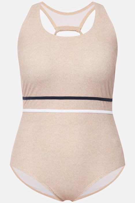 Badeanzug, Juteoptik, Softcups, Zierknoten