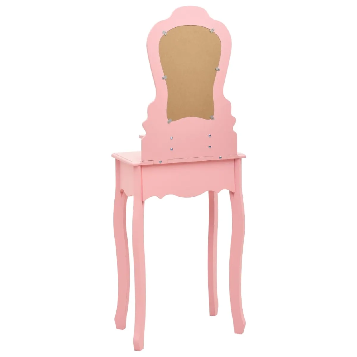 Helloshop26 Ensemble de coiffeuse et tabouret - Rose