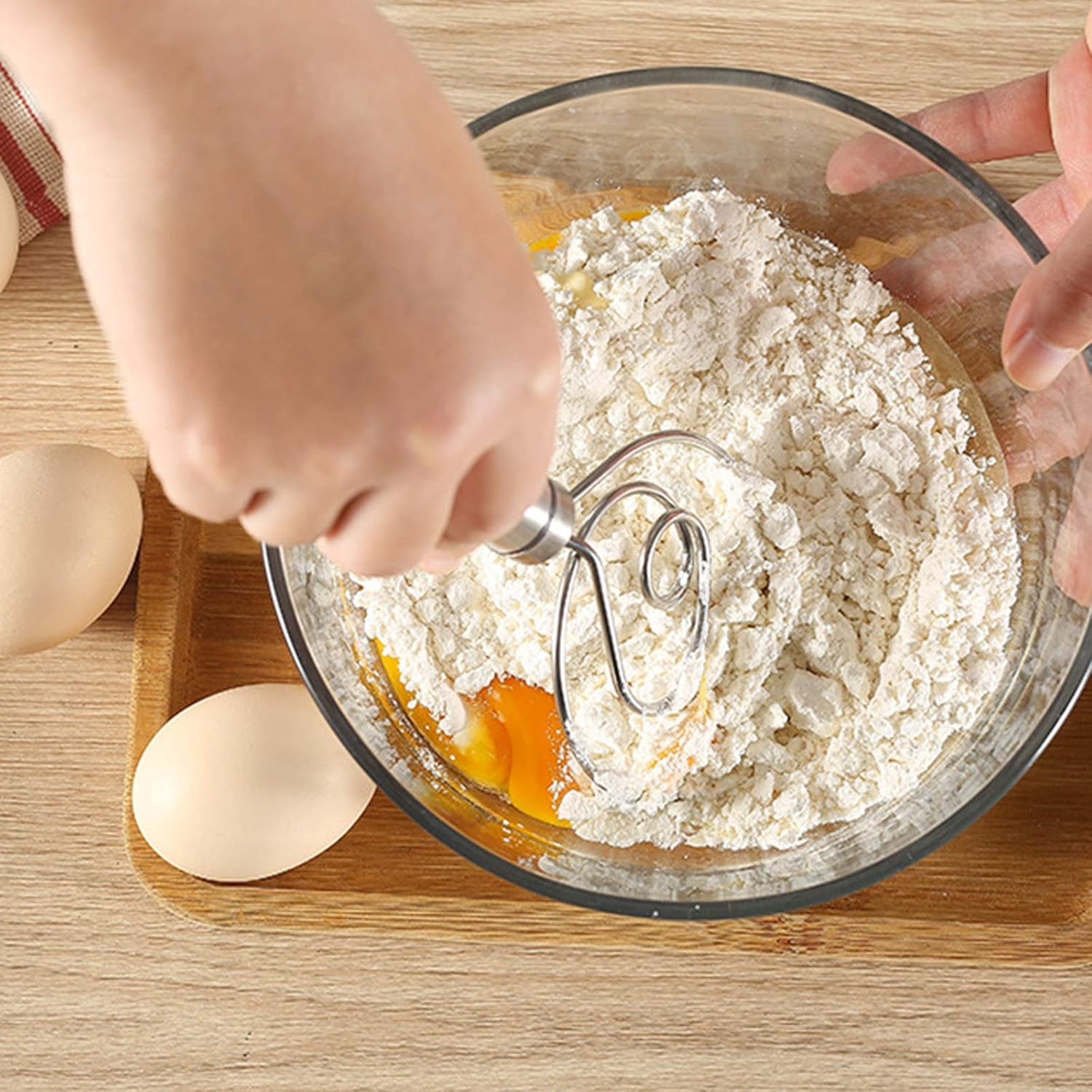 Dänischer Edelstahl Schwingbesen Spiral Rühr Teig Schneebesen zum Kochen / Backen - Silber