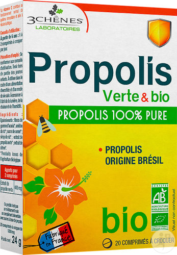 3 Chênes Propolis Verte Pure Et Bio 20 Comprimés À Croquer