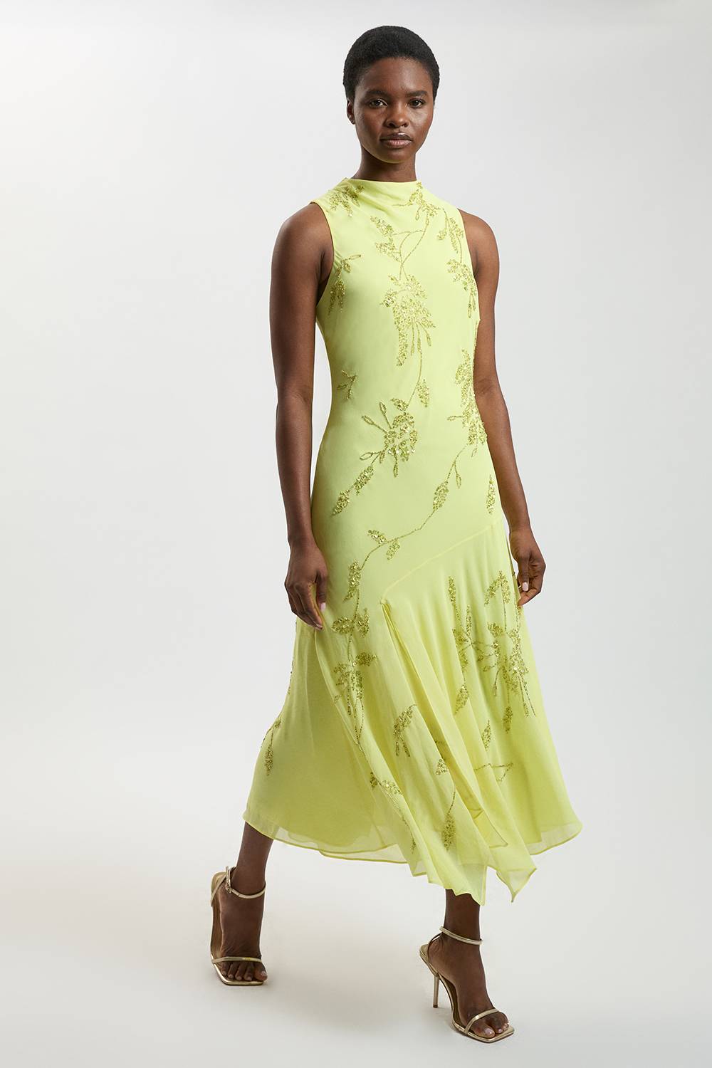 KarenMillen Robe Longue À Détail Col Drapé Orné De Perles