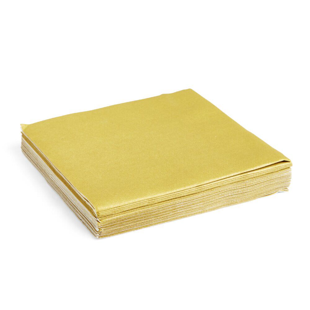 Lot de serviettes intissées dorées 20x20cm