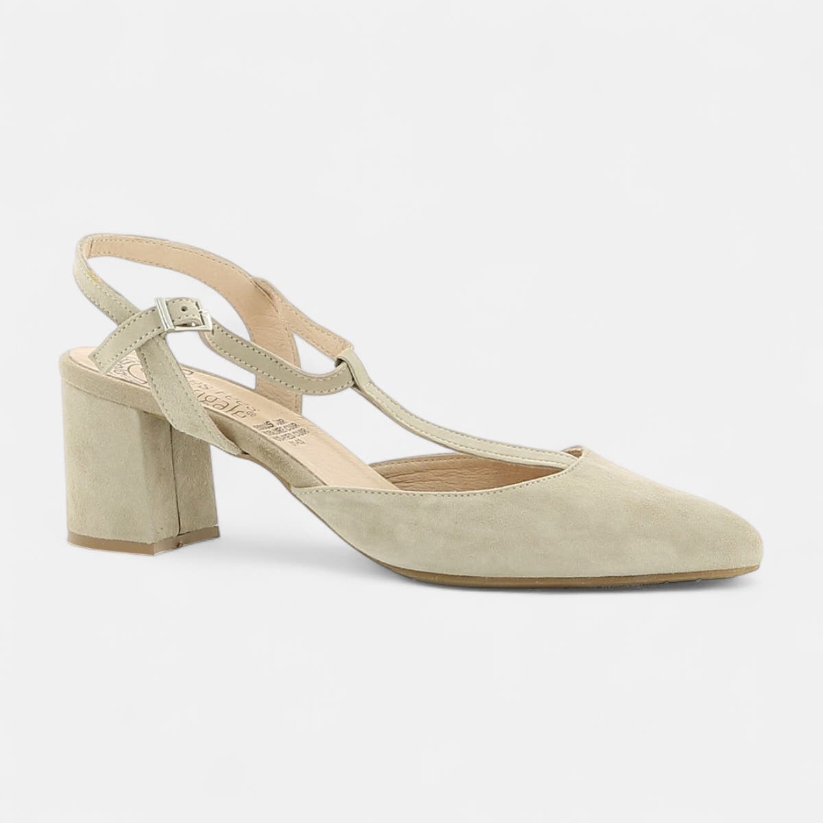 Escarpins avec bride arrière à talon Femme en cuir beige