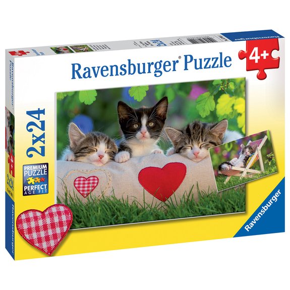2 puzzles de 24 pièces Chatons au repos