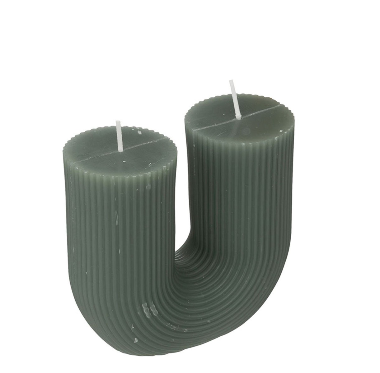Bougie déco forme U vert céladon 11x12cm