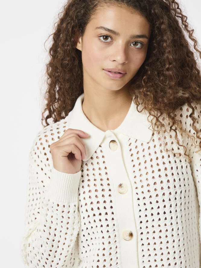 Neo Noir Laurana Crochet Cardigan Off white