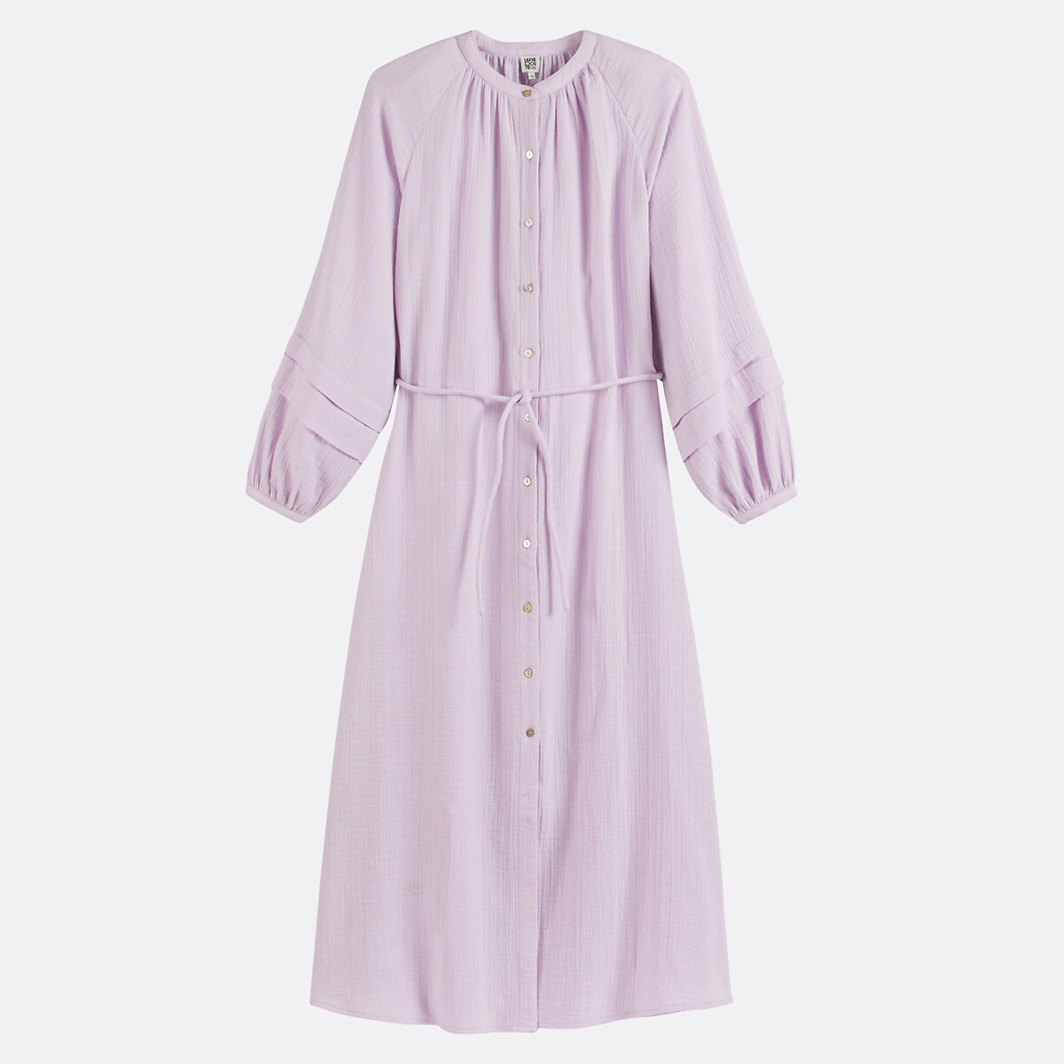COLEÇÃO LA REDOUTE<br>Vestido longo evasê com decote redondo e mangas compridas