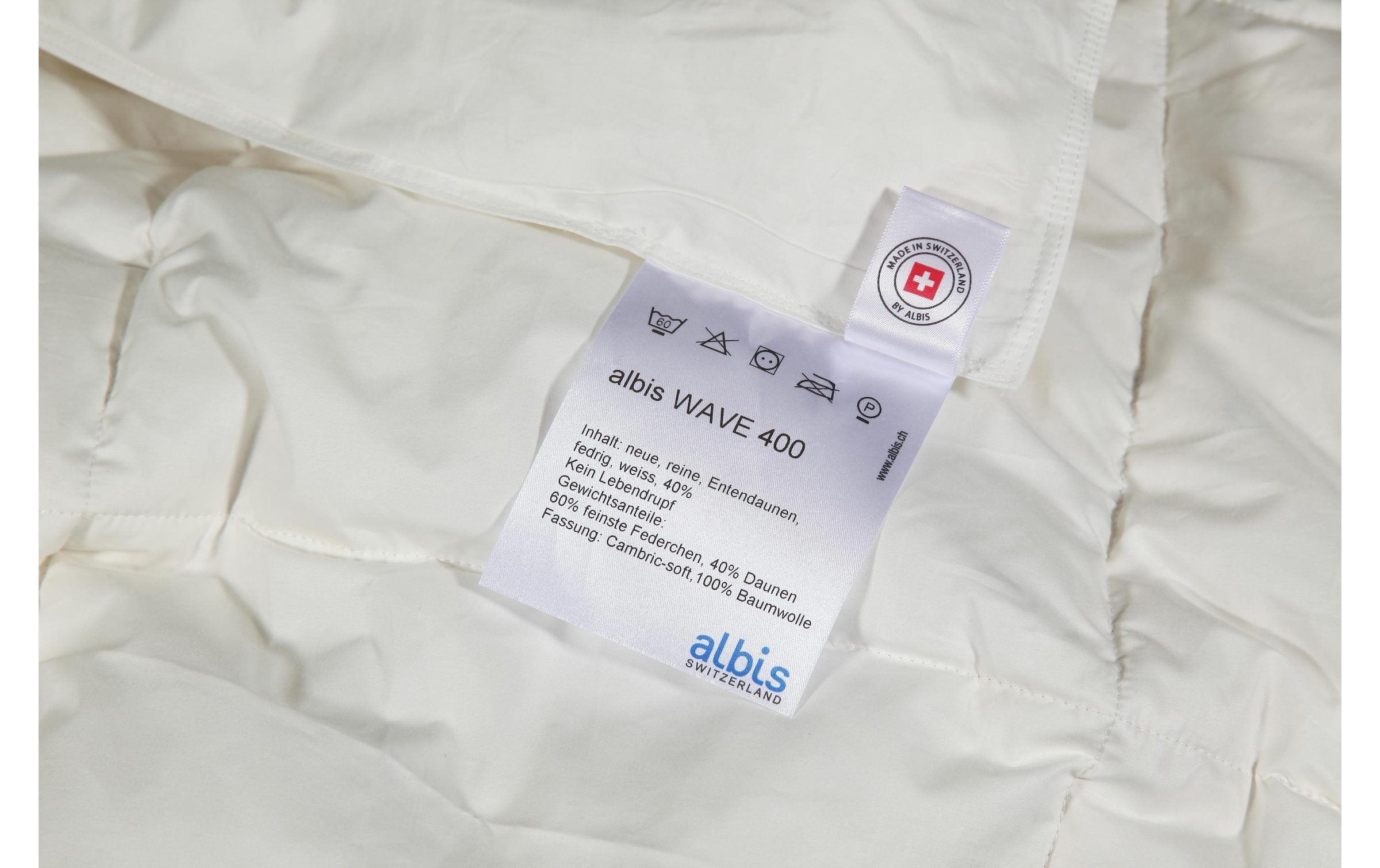 Albis Switzerland Daunenbettdecke »Wave 400« Füllung 40% Daunen, 60% Federchen Bezug Baumwolle 1 Stk. tlg. Dank Vollfixierun kein Verrutschen der Füllun