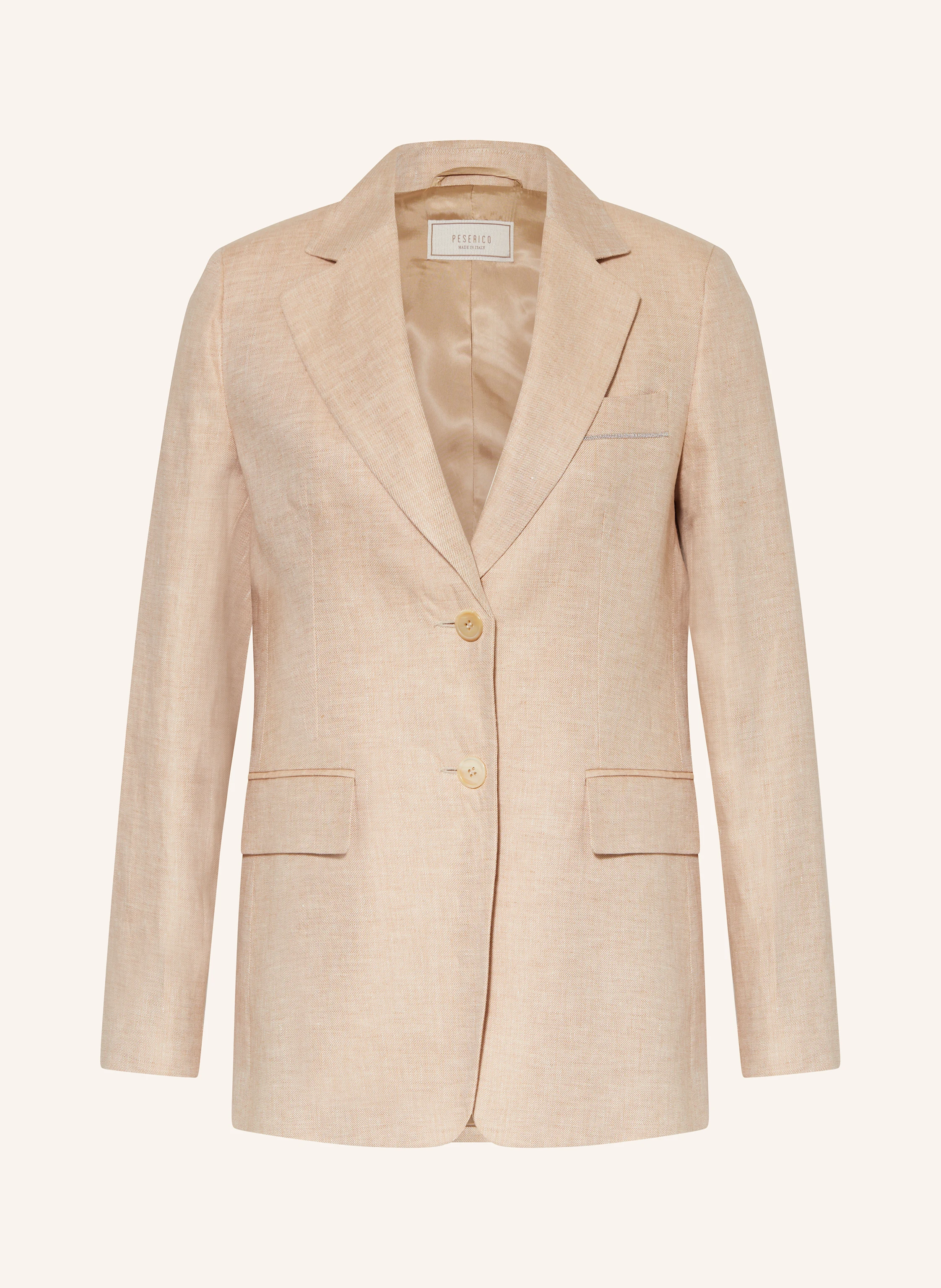 PESERICO Leinenblazer mit Schmuckperlen