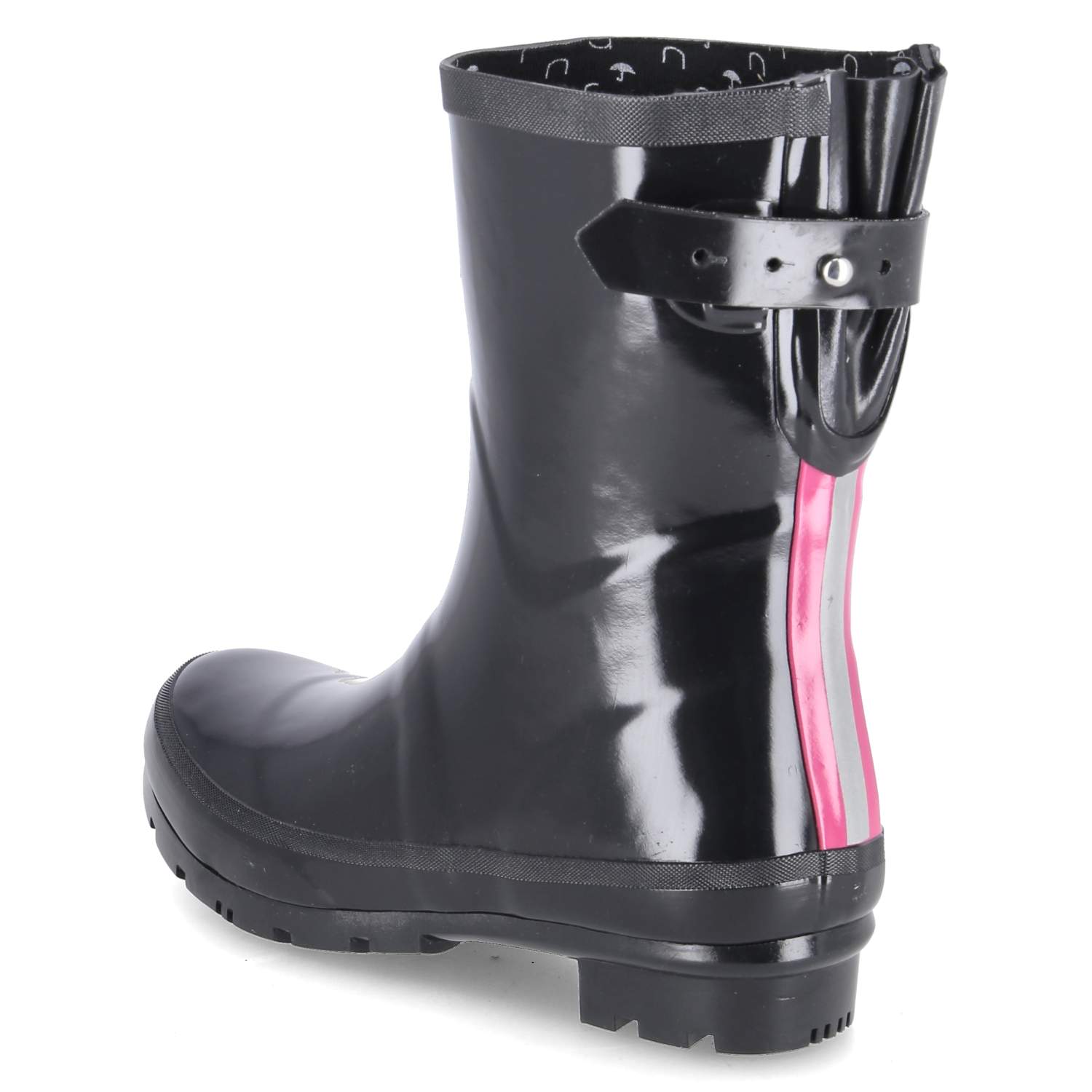 Rajn Gummistiefel GLOSSY - black-pink