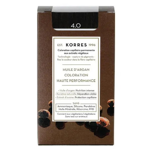 Coloração permanente Korres Castanho Natural 4.0