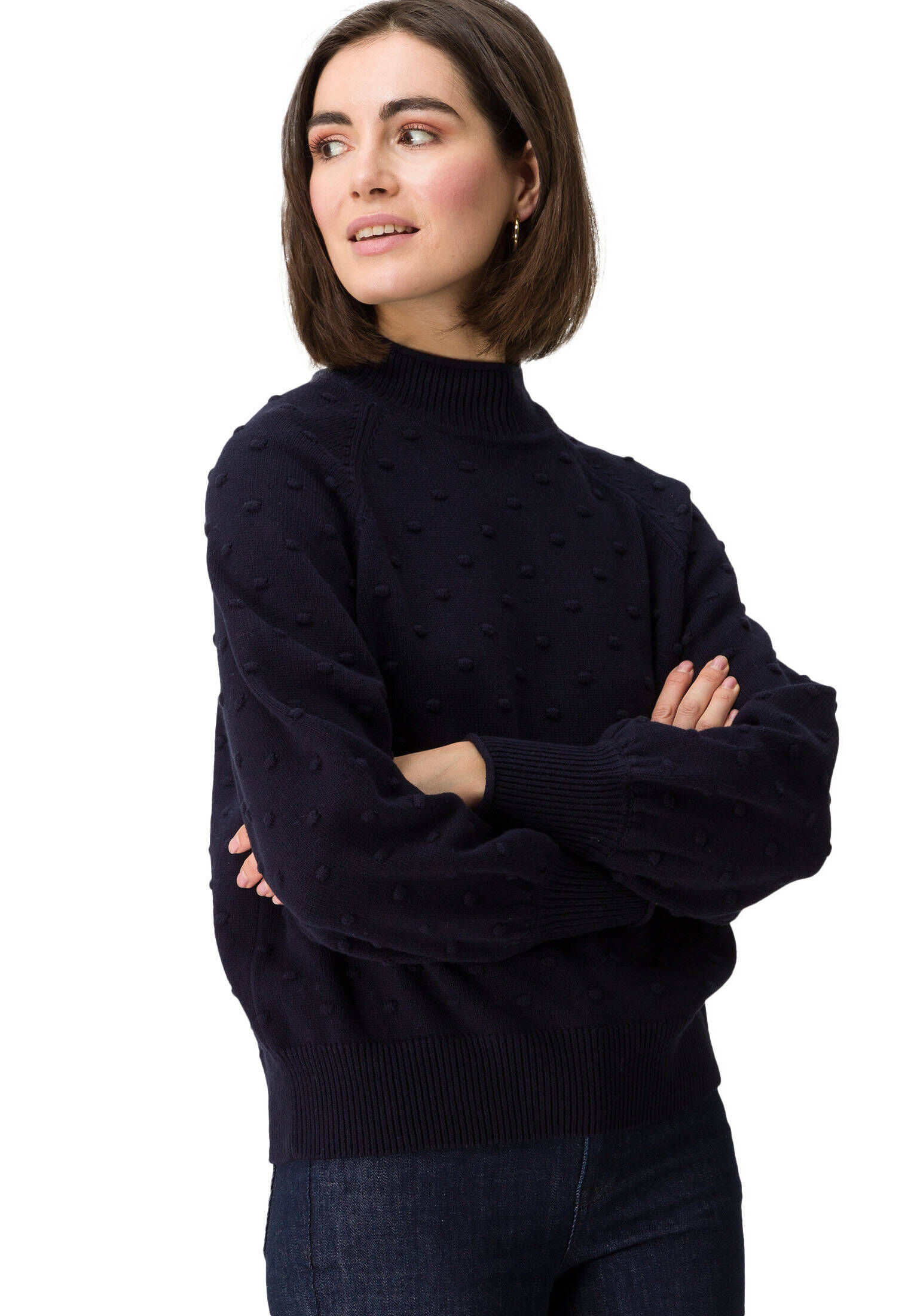zero| Damen Pullover mit Punktestickerei