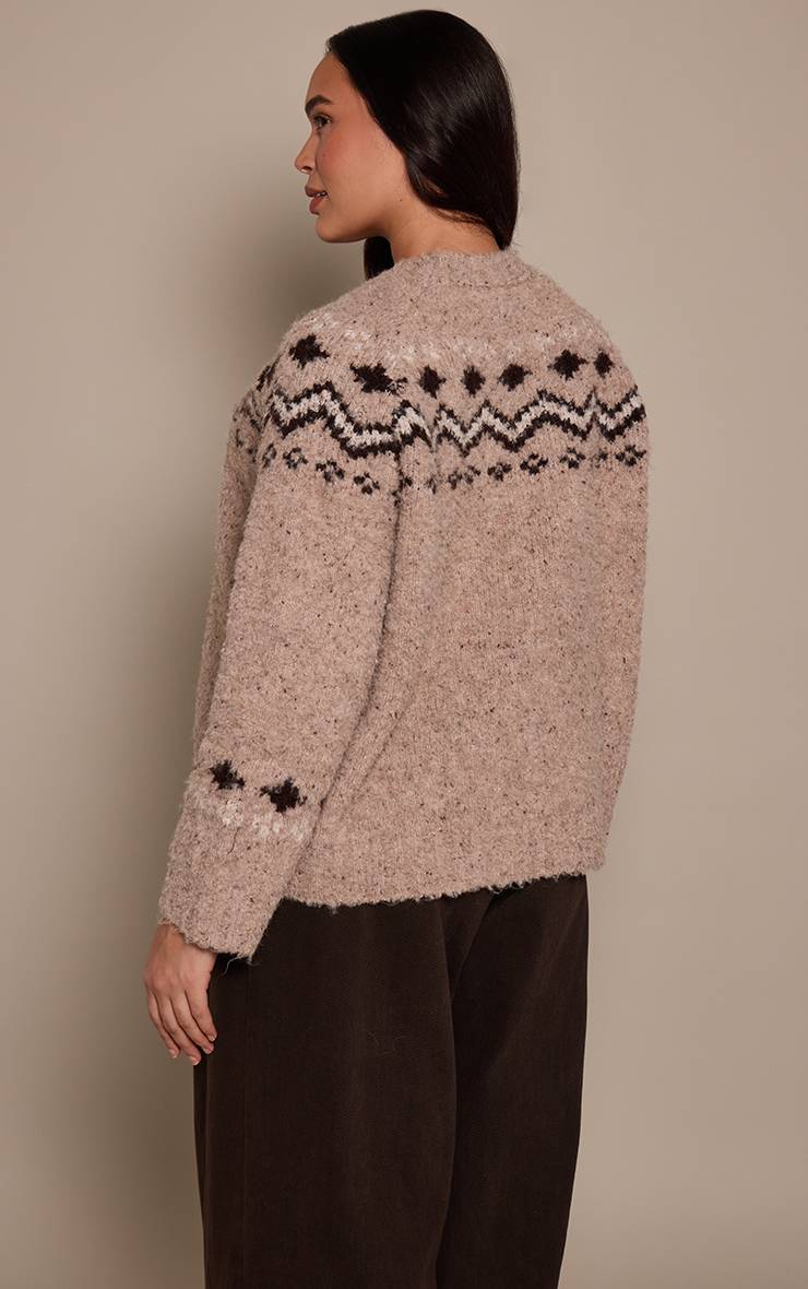 Avoine Synthétiquell Grande Taille En Maille Jacquard Col Montant