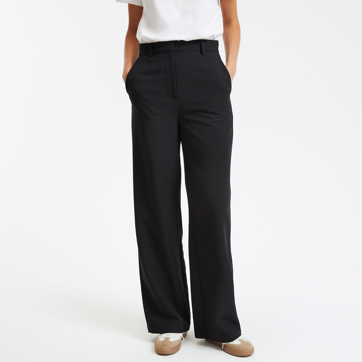 COLEÇÕES LA REDOUTE<br>Calças largas em poliviscose