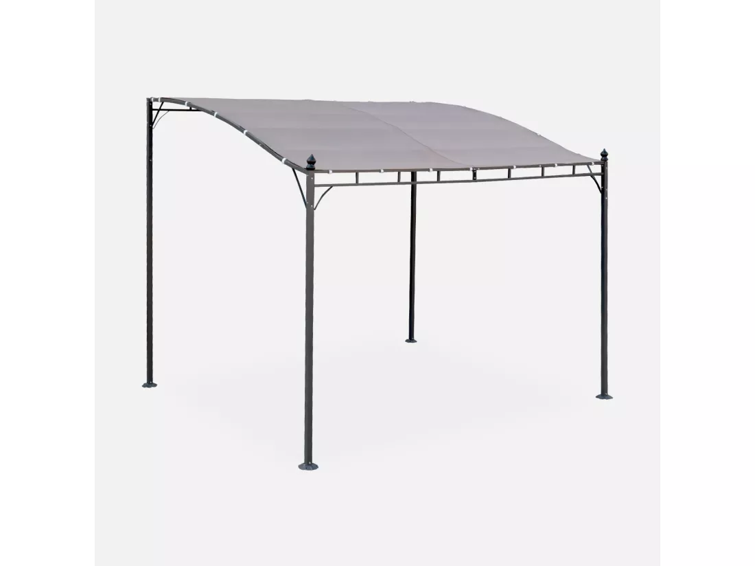 Pergola adossée 3x2.5m - Brestum - Toile taupe - Pergola murale