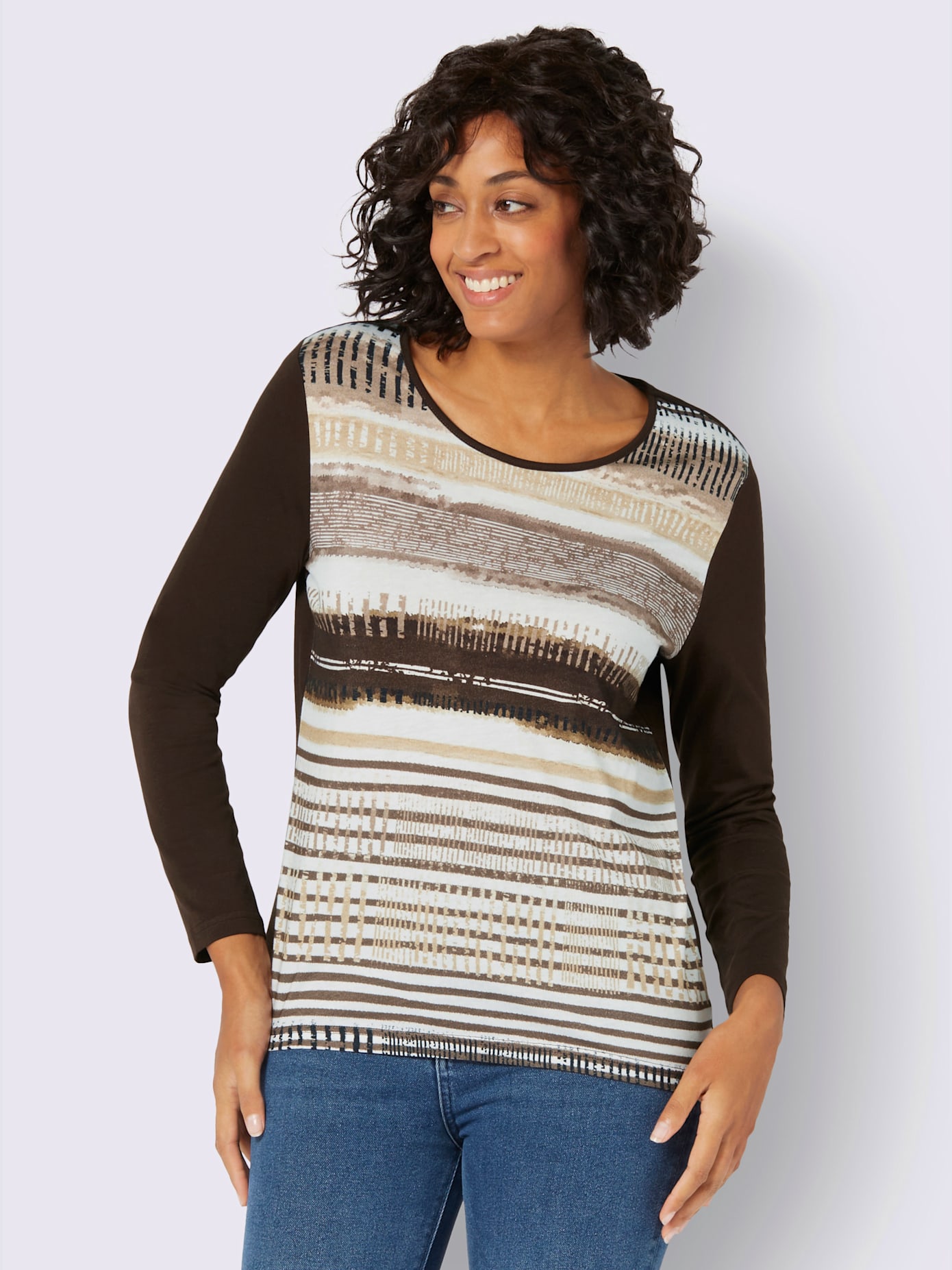 T-shirt avec un imprimé tendance et manches longues