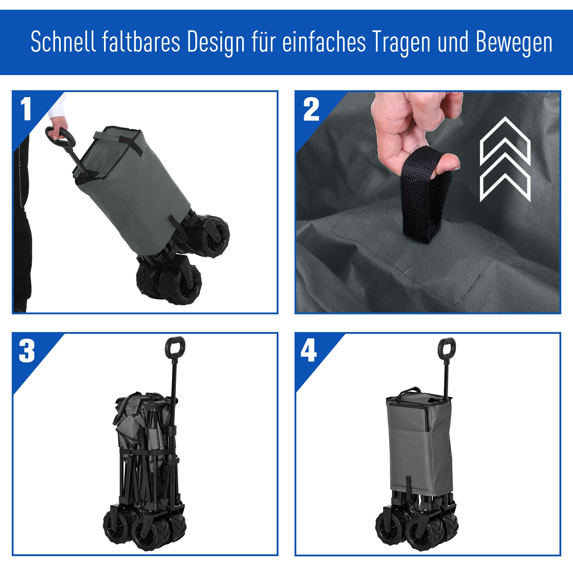 Outsunny Gerätewagen Geräumiges Design, das bis zu 70 kg tragen kann 108L x 53B x 59-89H cm (LxBxH)
