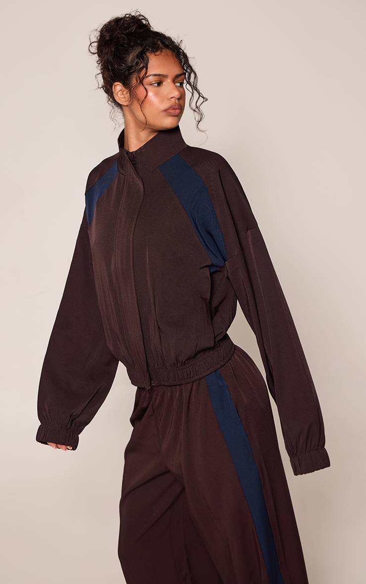 Veste Col Montant En Tricot À Rayures Contrastées