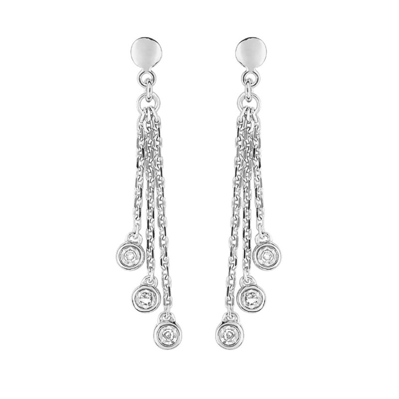 Boucles d'oreilles femme pendantes - Diamant - Or 18 Carats