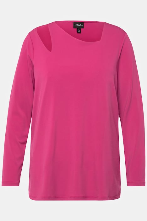 Shirt, Cut-Out, asymmetrischer Ausschnitt, Langarm
