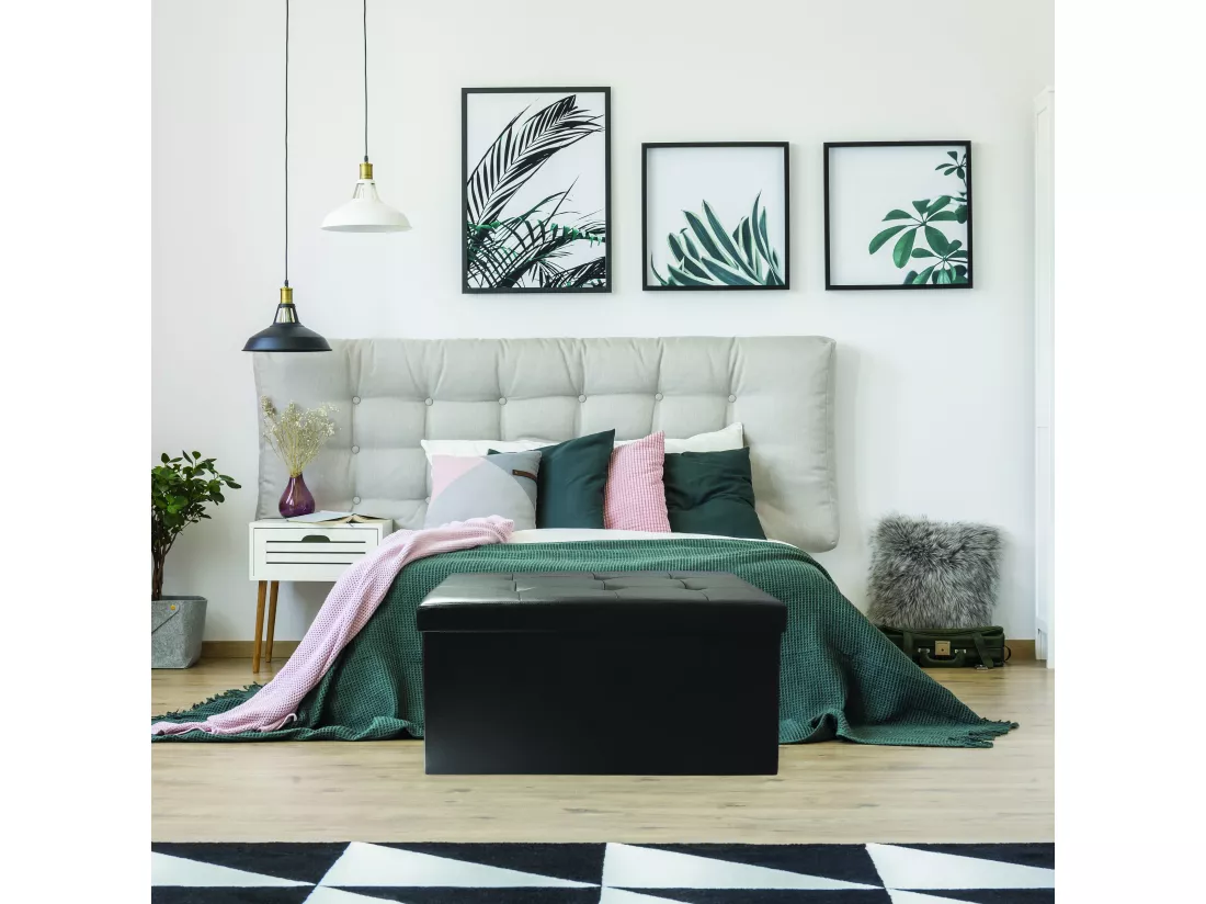 Coffre Banc Pliable Pu Noir