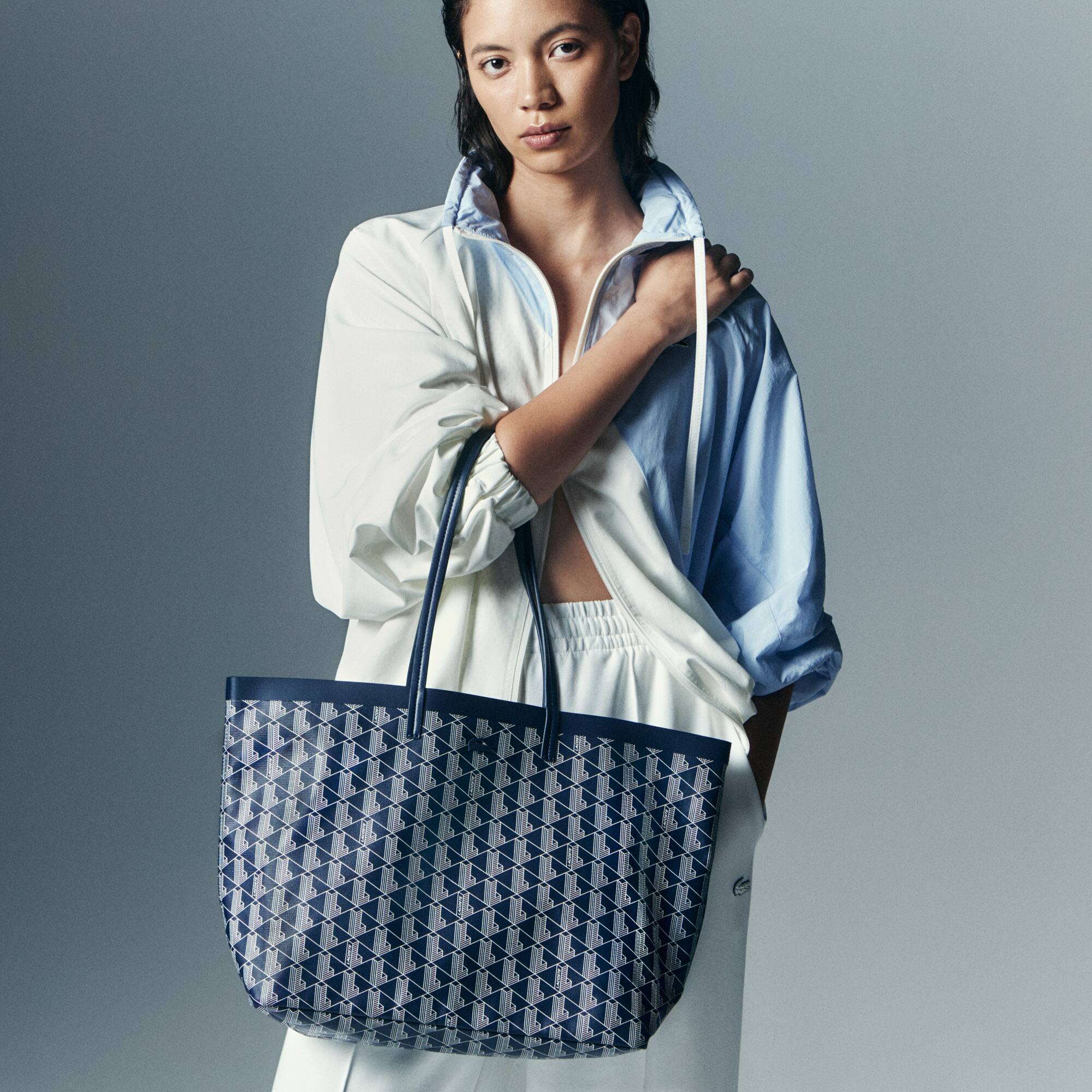 Zely Tote Bag Medium aus beschichtetem Canvas mit Monogramm Taschen - Blau - Lacoste - Damen
