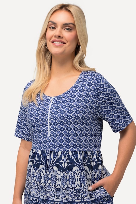 Midikleid, A-Linie, Rundhals, Zipper, Halbarm