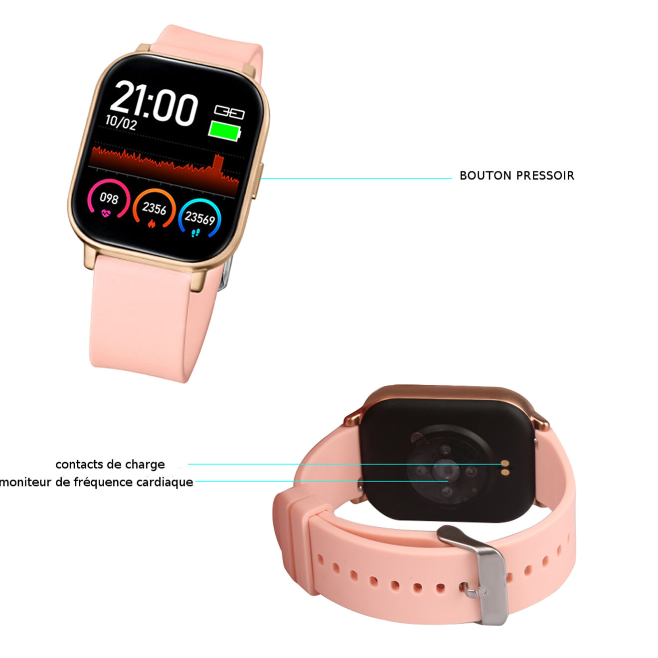 Onamaste Montre connectée multisport compatible iOS & Android blanc