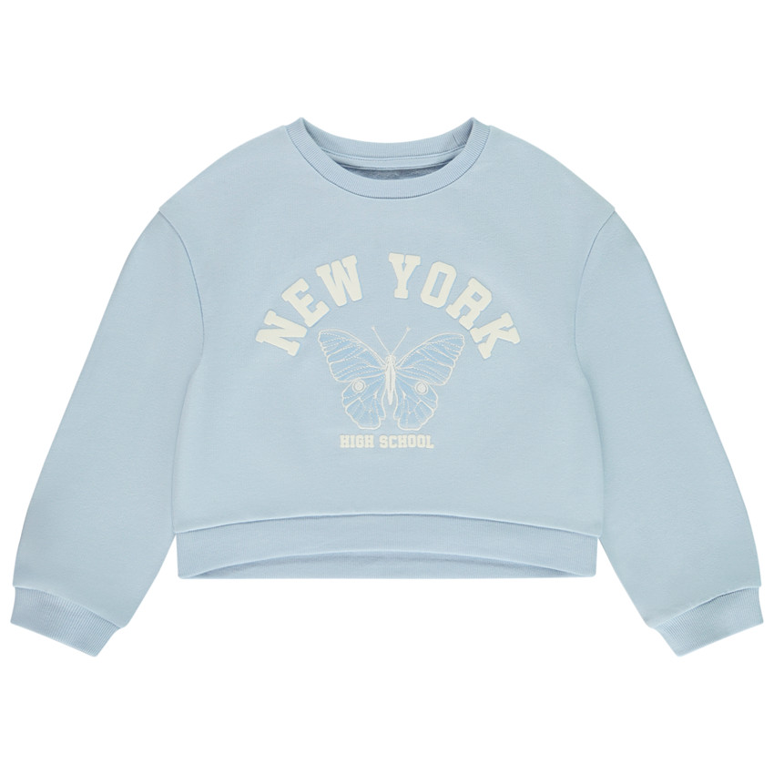 Sweat crop top oversize print papillon pour fille